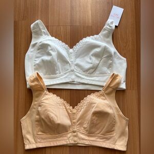 Moona Bra Set 2 for Senior, Emily Charm Front Closure Breathable Bras Size 2XL